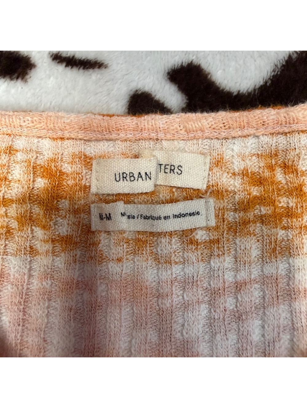 Urban Outfitters Twist Front Striped Crop Top Orange Bell Sleeve M - Picture 3 of 5